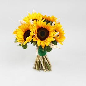 Букет 9 подсолнухов с пшеницей