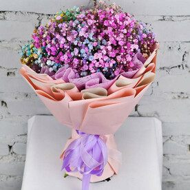 Букет 7 радужной гипсофилы в упаковке