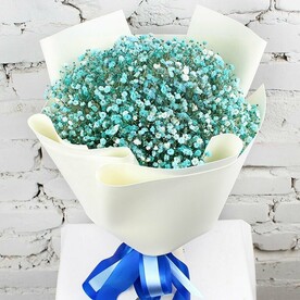 Букет 7 голубой гипсофилы