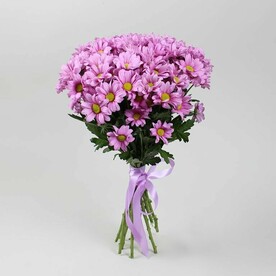 Букет 9 кустовых розовых хризантем