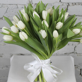 Букет 35 белых тюльпанов