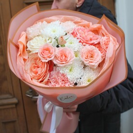 Букет круглый "Персиковый микс"