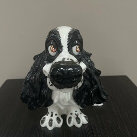 Статуэтка Собака спаниель черная (камень)