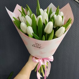 Белые тюльпаны, 21 шт. Букет Ты любимаа