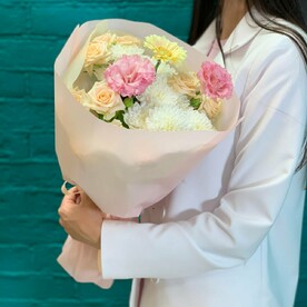 Гербера и эустома "Рай"