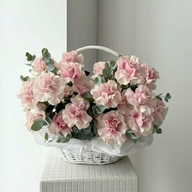 Корзина с «французскими» розами Пинк Мондиаль