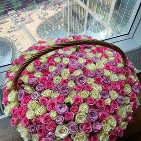 301 розы в корзину