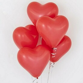 Набор шаров Пять красных сердец латекс