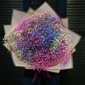 Букет из 9 гипсофил с оформлением