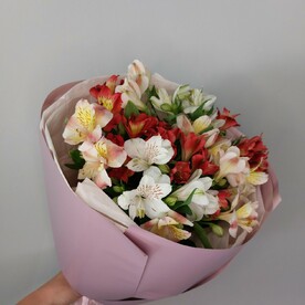 9 разноцветных альстромерий