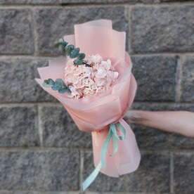 Букет Розовая Гортензия и Эвкалипт