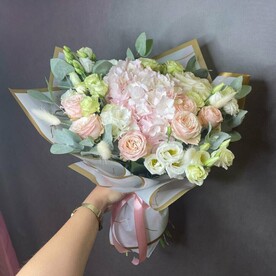 NEW!!! Авторский букет шикарный с гортензией и ароматной розой Охара