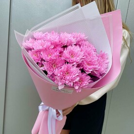 Букет хризантем в розовом цвете🌿размер S