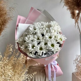 Букет белых ромашковых хризантем🌿размер S