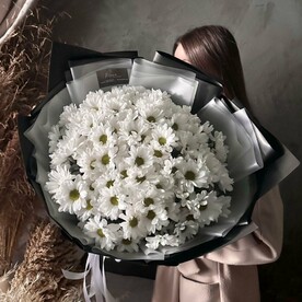 Букет белых ромашковых хризантем 15 веток🌿Размер L