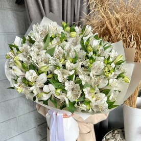 Букет альстромерия белая 19 веток🌿Размер М