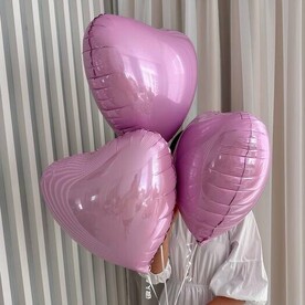 Сет из трех шаров сердце розовый с гелием
