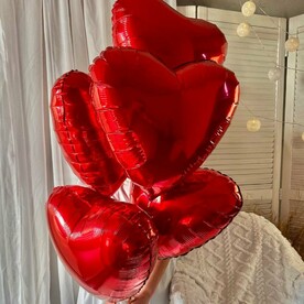 Сет из красных фольгированных шаров сердце 5 штук
