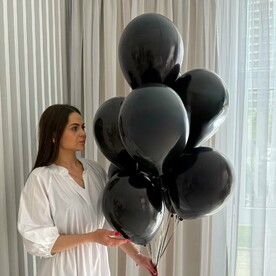 Сет из 9 шаров с гелием черный
