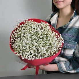 Букет с белой гипсофилой