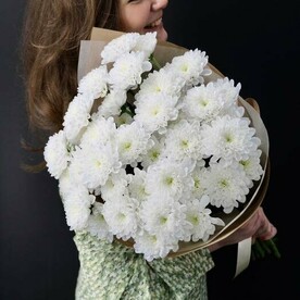 Моно из белых хризантем