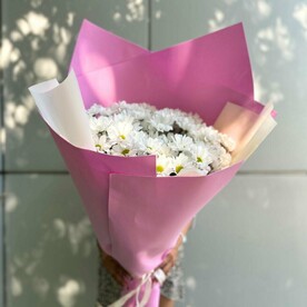 Гигантский Букет Белоснежных Хризантем