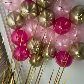 Шары под потолок с гелием,фуксия металлик, розовый металлик, золото хром 20шт