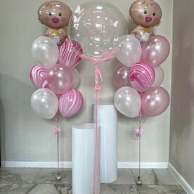 Готовая композиция из шаров "на выписку для девочки с шаром Bubble"