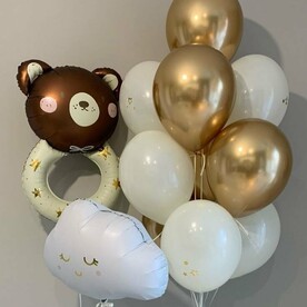 Сет из шаров на выписку с мишкой и облачком