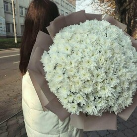 Большой букет из 21 кустовой хризантемы
