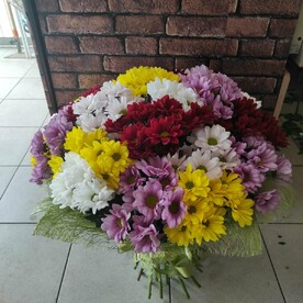 Хризантемы в дизайнерской упаковке