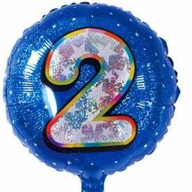 Шар фольгированный цифра 2 синяя