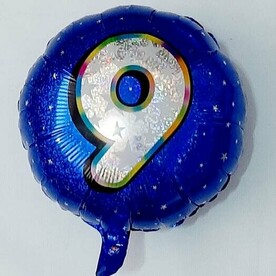 Шар фольгированный цифра 9 синяя