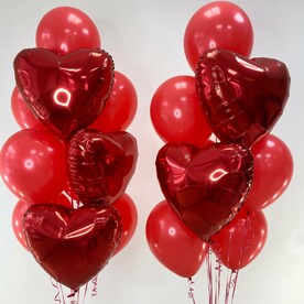Набор гелиевых шаров с сердцами
