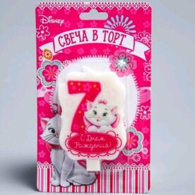 Свеча в торт цифра 7 "С Днем Рождения", Коты аристократы