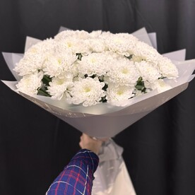 Букет из 9 кустовых белых хризантем