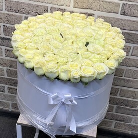 Роза белая, Оазис, Пленка дизайнерская, Коробка