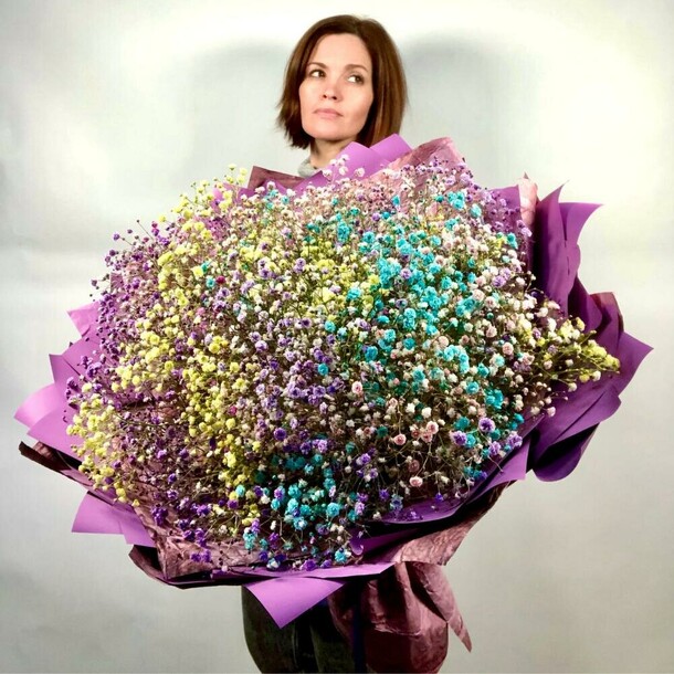 Wow букет радужной гипсофилы, артикул F1138671 - 5989 рублей, доставка по городу. Flawery - доставка цветов