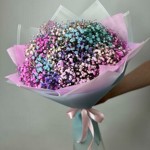 Хит👌букет с нежной разноцветной гипсофилой, артикул F1320891 - 3590 рублей, доставка по городу. Flawery - доставка цветов