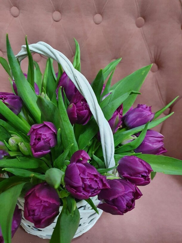 Корзина тюльпанов, артикул F1172136 - 8700 рублей, доставка по городу. Flawery - доставка цветов