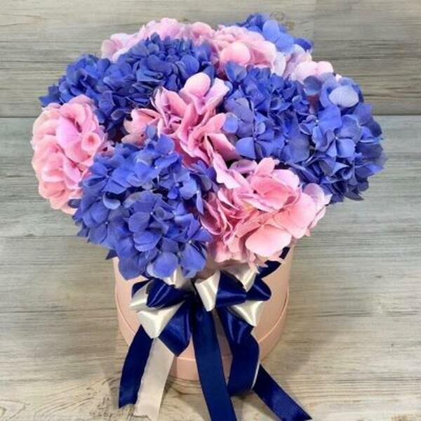 Гортензии в коробке «милая», артикул F1222344 - 7800 рублей, доставка по городу. Flawery - доставка цветов