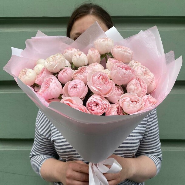 Букет из 9 пион роз (моно 104), артикул F1204661 - 7000 рублей, доставка по городу. Flawery - доставка цветов