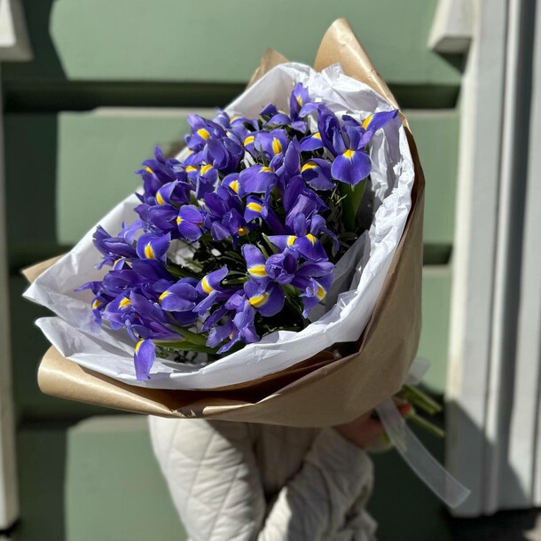 Букет из 15 ирисов (моно 062), артикул F1273361 - 3930 рублей, доставка по городу. Flawery - доставка цветов