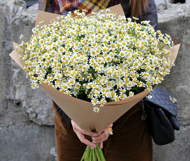 Букет из 25 ромашек в крафт, артикул F26819 - 6400 рублей, доставка по городу. Flawery - доставка цветов
