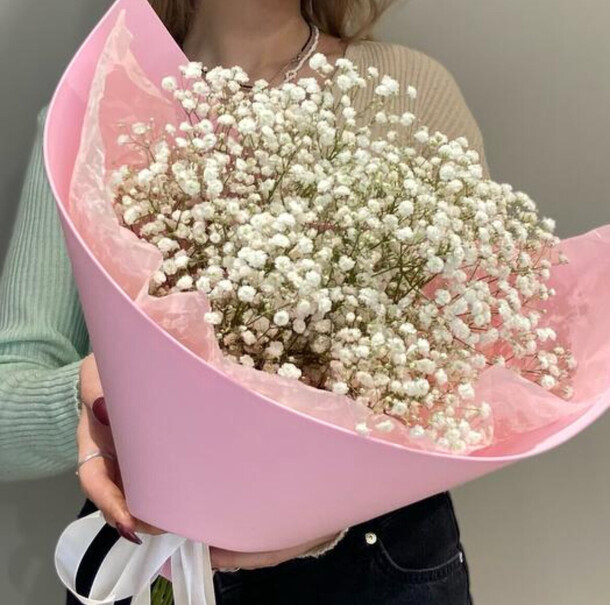 Букет из белой гипсофилы, артикул F1404243 - 2321 рублей, доставка по городу. Flawery - доставка цветов