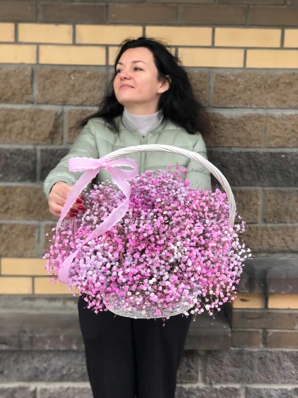 Корзина с гипсофилой, артикул F1151243 - 12350 рублей, доставка по городу. Flawery - доставка цветов