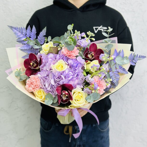 Авторский букет с орхидеями, артикул F1264732 - 4730 рублей, доставка по городу. Flawery - доставка цветов