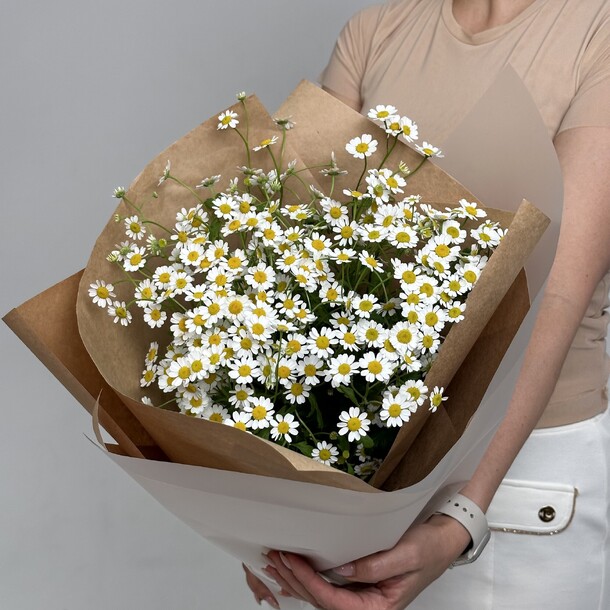 Букет с кустовой ромашкой🌸, артикул F1282980 - 2860 рублей, доставка по городу. Flawery - доставка цветов