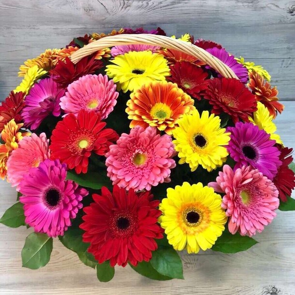 45 гербер в корзинке, артикул F1158376 - 30916 рублей, доставка по городу. Flawery - доставка цветов