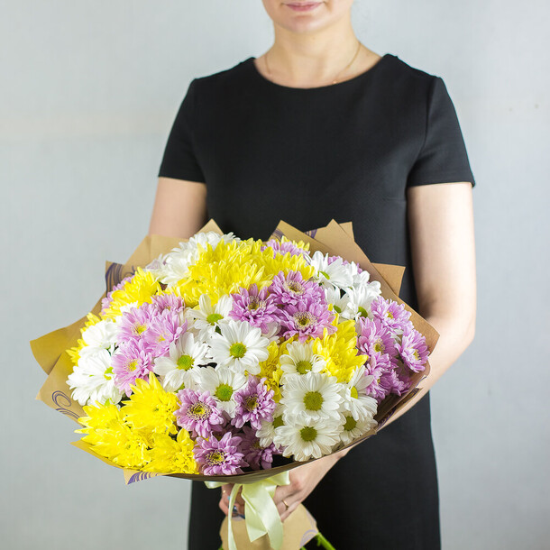 Букет санта крус из хризантем, артикул F1307983 - 6950 рублей, доставка по городу. Flawery - доставка цветов